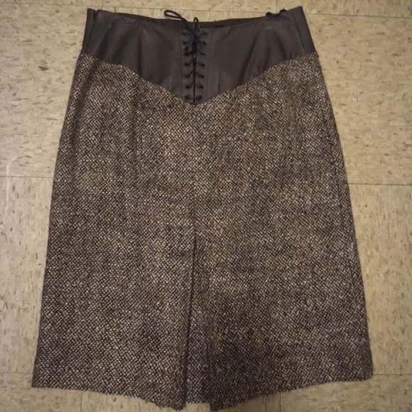 Philippe Adec Paris Wool Tweed Lace up Skirt Size 4 - Picture 7 of 16